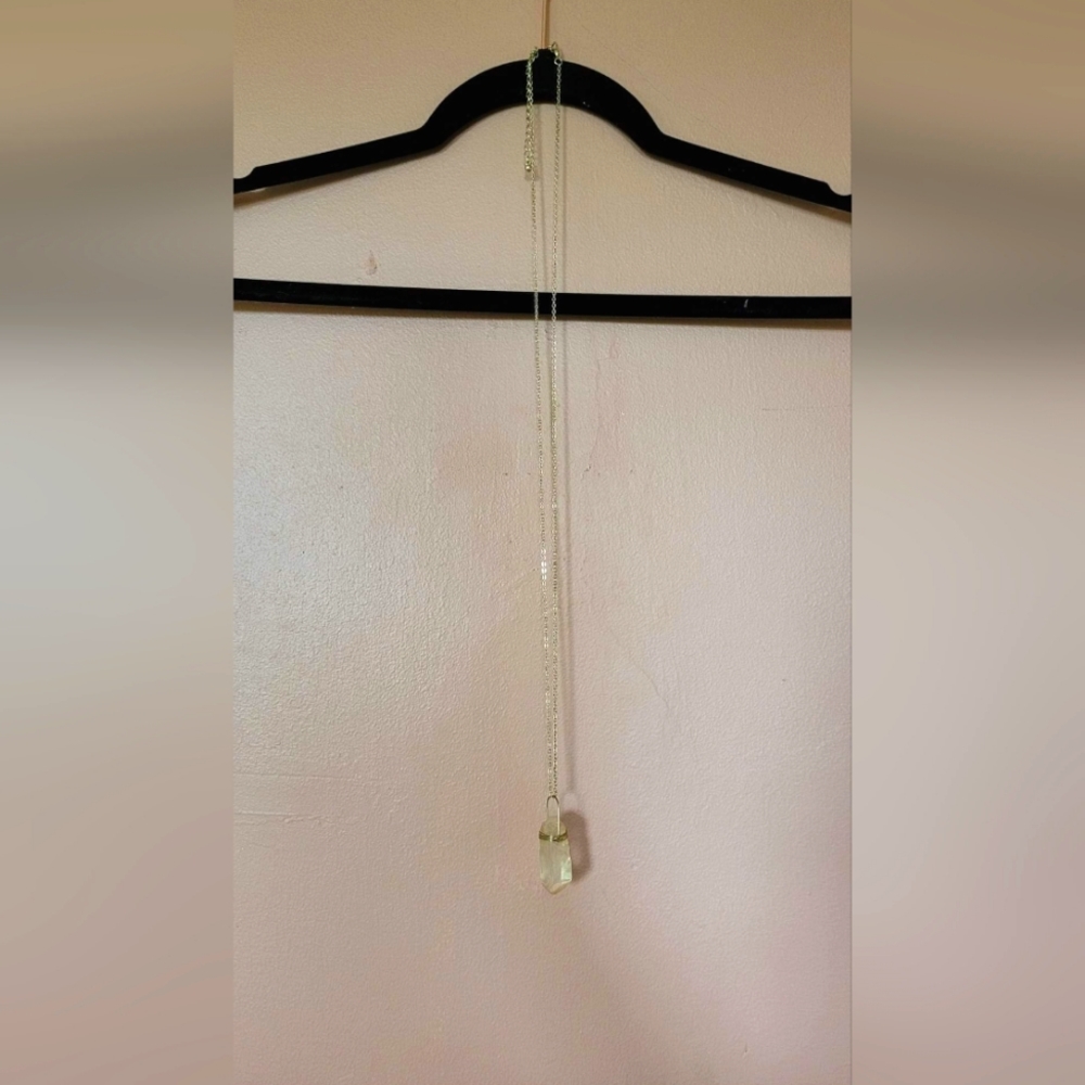 Long rose quartz necklace